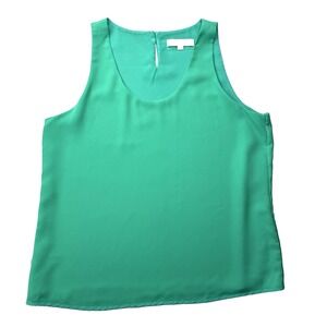 Ann Taylor Loft Sleeveless Top Women L 12 14 Crepe Tank Shell Career Jade Green